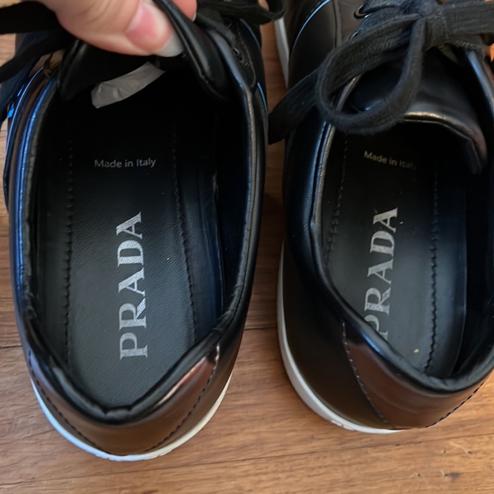 Prada Milano Black Leather Women’s Sneaker 39.5 - Picture 6 of 9